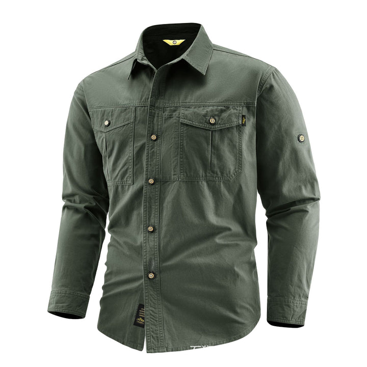 Men's Canvas Overshirt in Field Style with Chest Flaps and Full Button Placket Mune Fashion