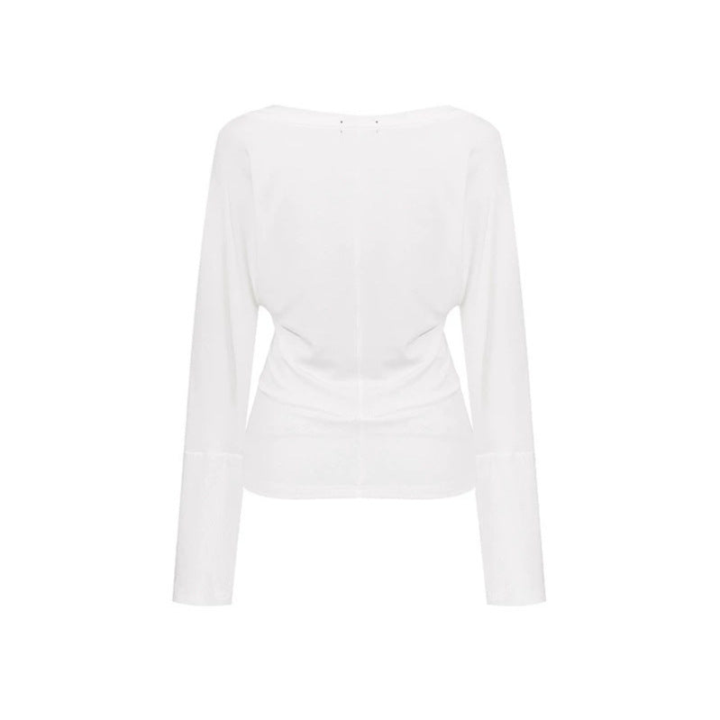 Women's Layered Long Sleeve Shirt with Integrated Halter Neck and Vintage Graphic Mune Fashion