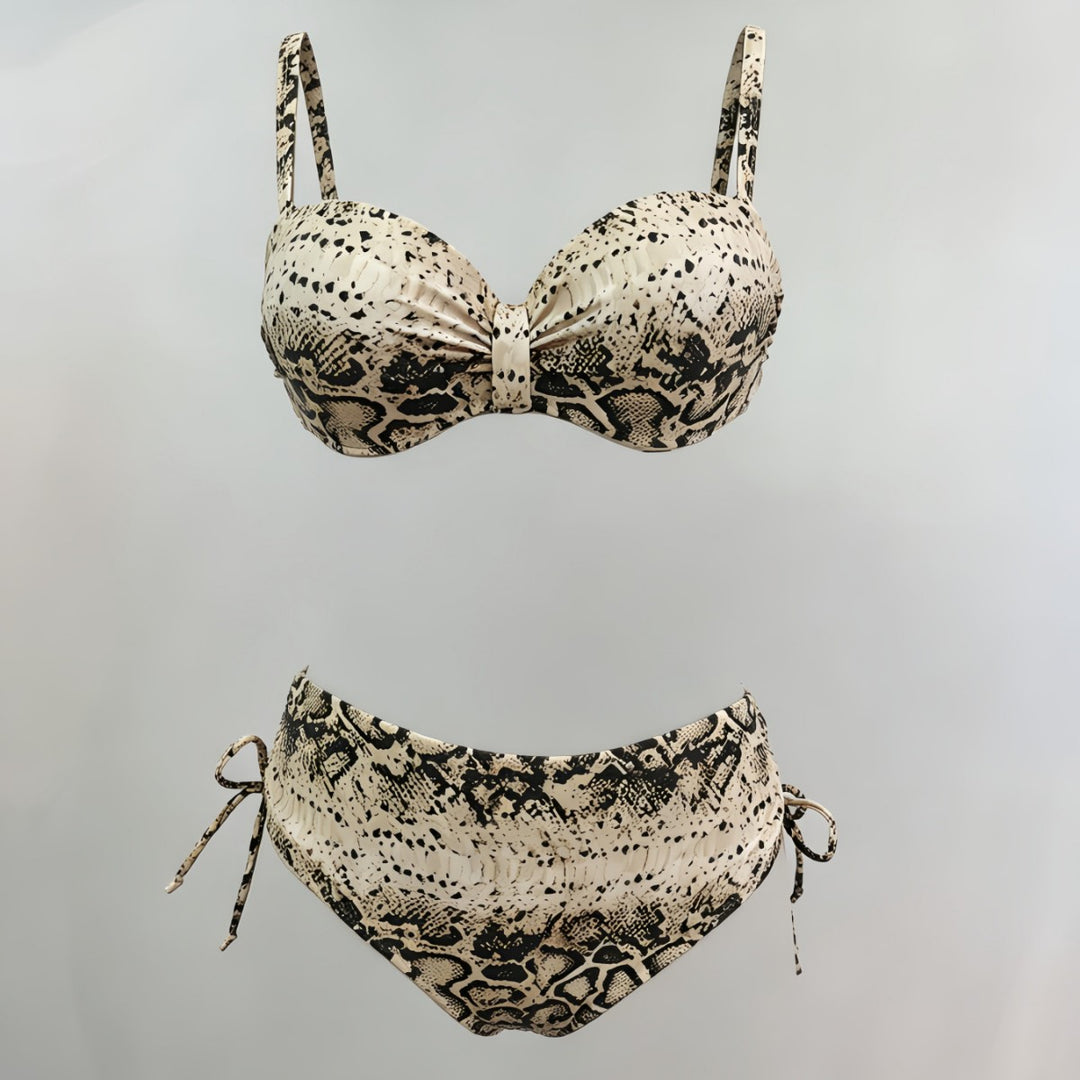 Women's High-Cut Snake Print Bikini Mune Fashion