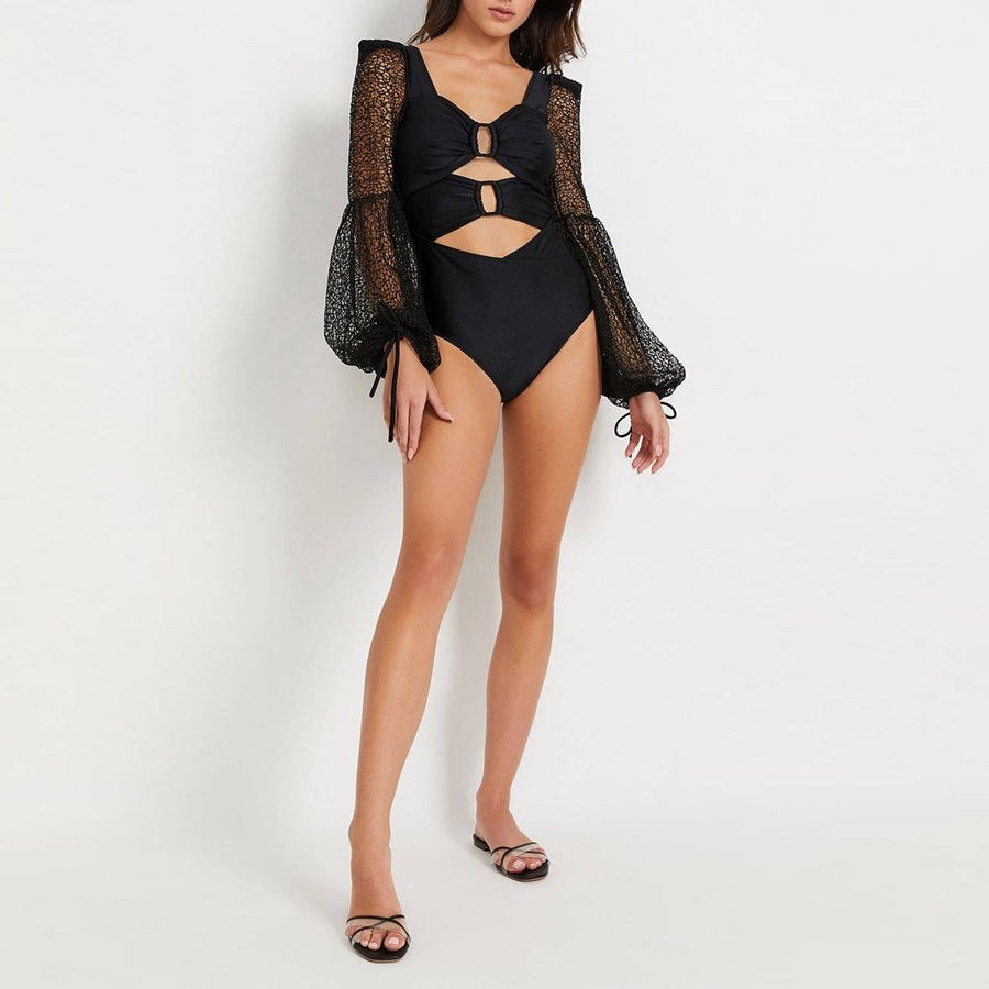 Women Cut-Out Swimsuit with Long, Transparent Sleeve Mune Fashion
