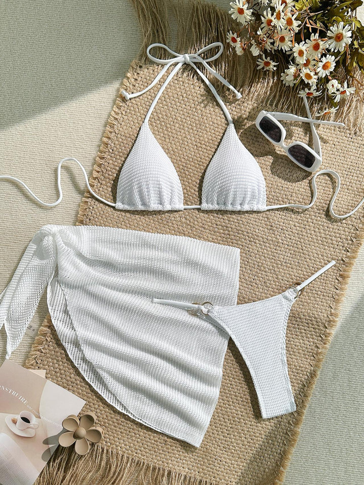 Women Triangle Bikini with Wrap Skirt Mune Fashion