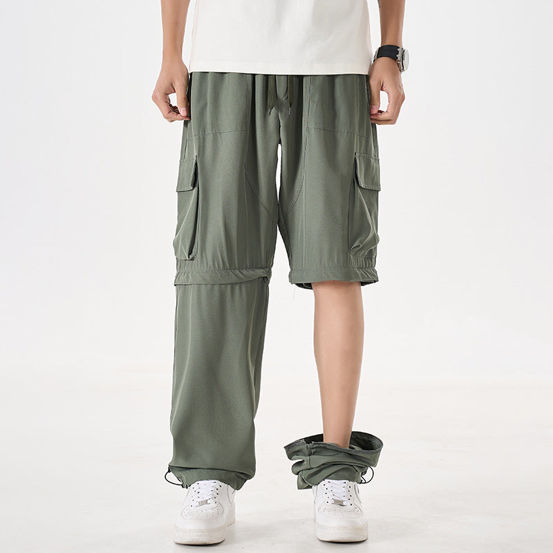 Men's convertible cargo zip pants with removable thighs, oversized flap pockets, and elastic drawstring waistband Mune Fashion