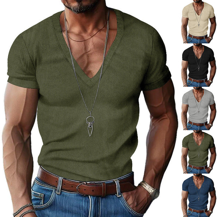 Men's Short Sleeve V-Neck T-Shirt Mune Fashion
