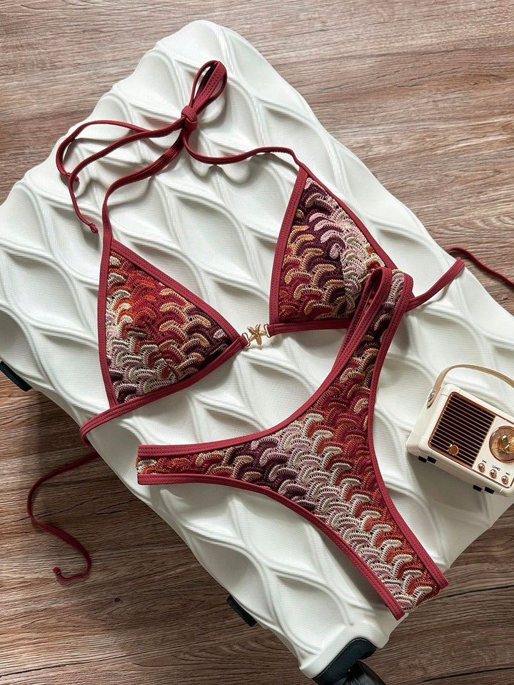Women's Triangle Bikini with Elegant Rib Structure Mune Fashion
