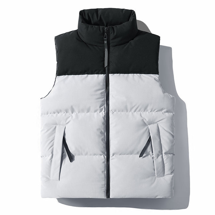 Men's Quilted Thermal Padded Vest with High Collar and Windproof Shoulder Yoke Mune Fashion