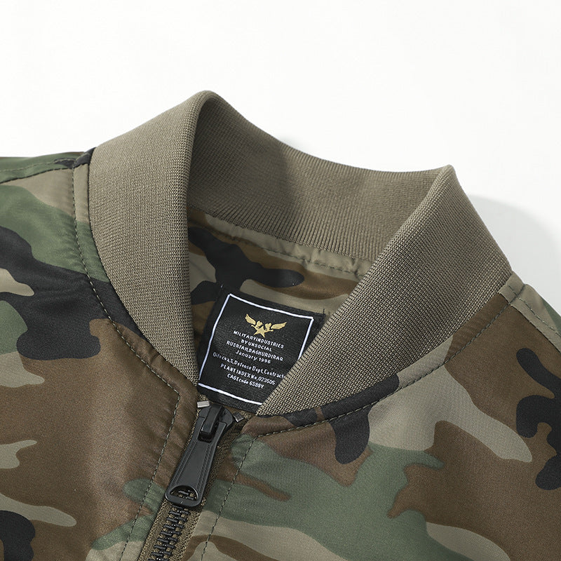 Men's bomber jacket in camouflage utility style with arm pocket and ribbed cuffs Mune Fashion