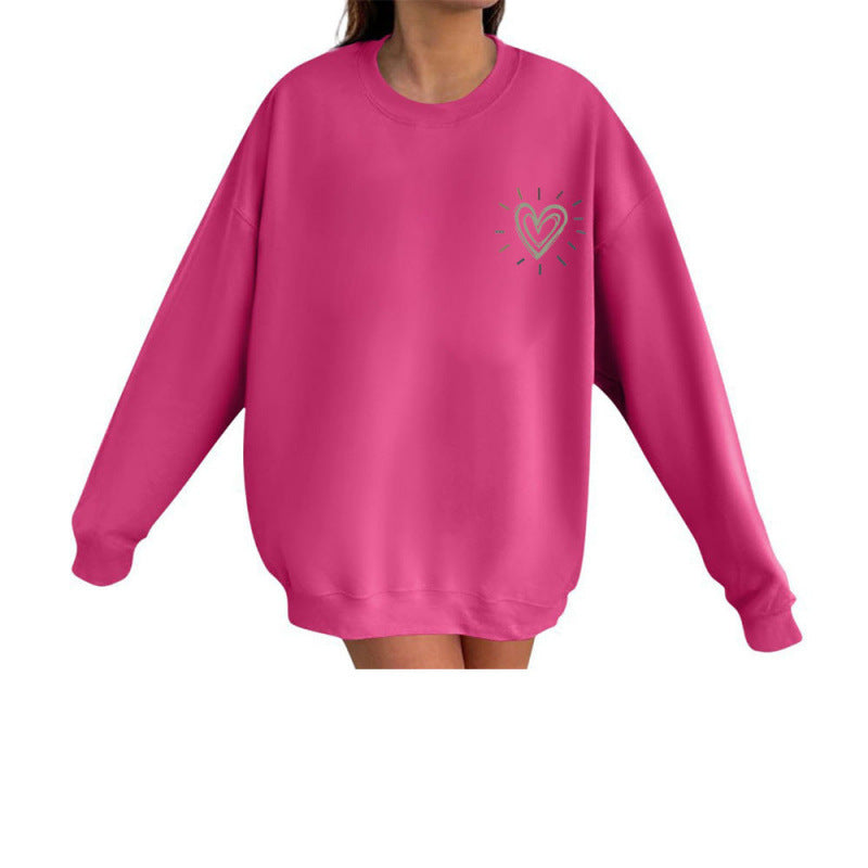 Women's Comfortable Sweatshirt with Heart Design Mune Fashion