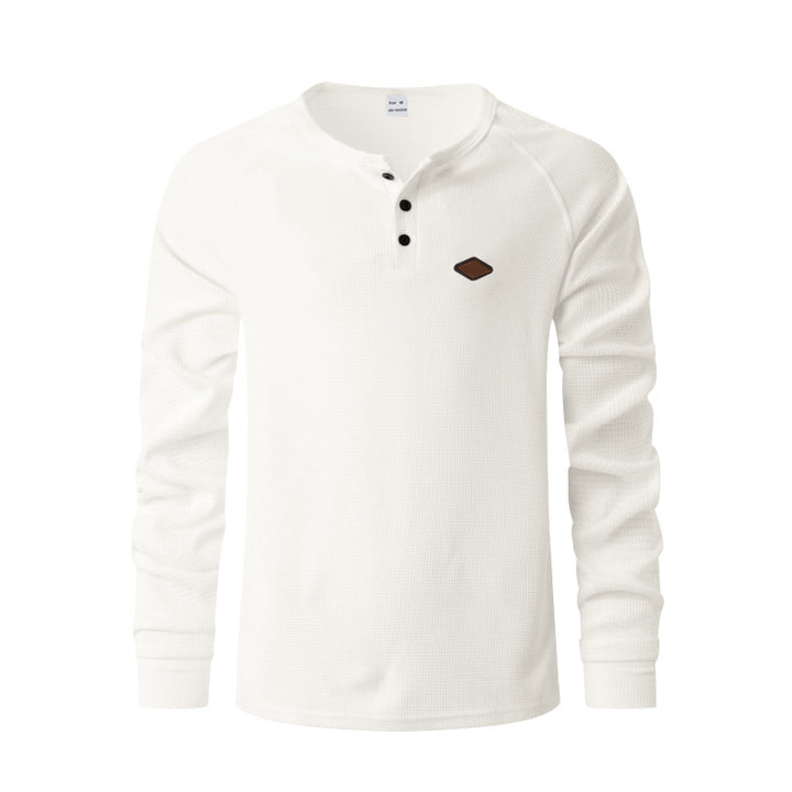 Men's structured long-sleeve shirt with short button placket, raglan sleeves, and subtle logo application Mune Fashion