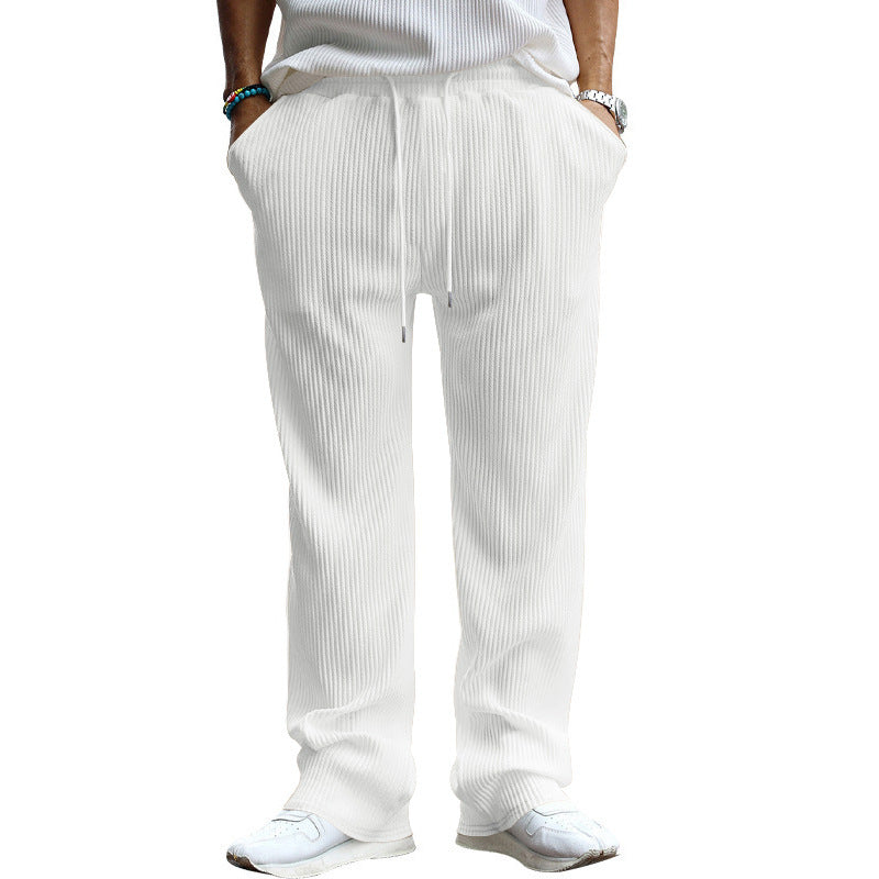 Men's ribbed comfort lounge pants with straight cut drawstring waist and deep side pockets Mune Fashion