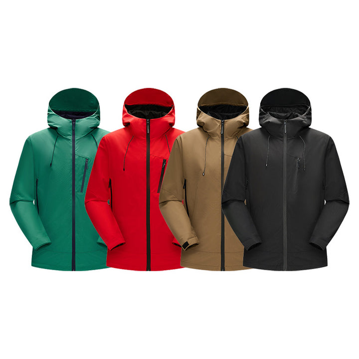 Men's Water-Repellent Softshell Jacket with Adjustable Hood and Slanted Chest Pocket Drune