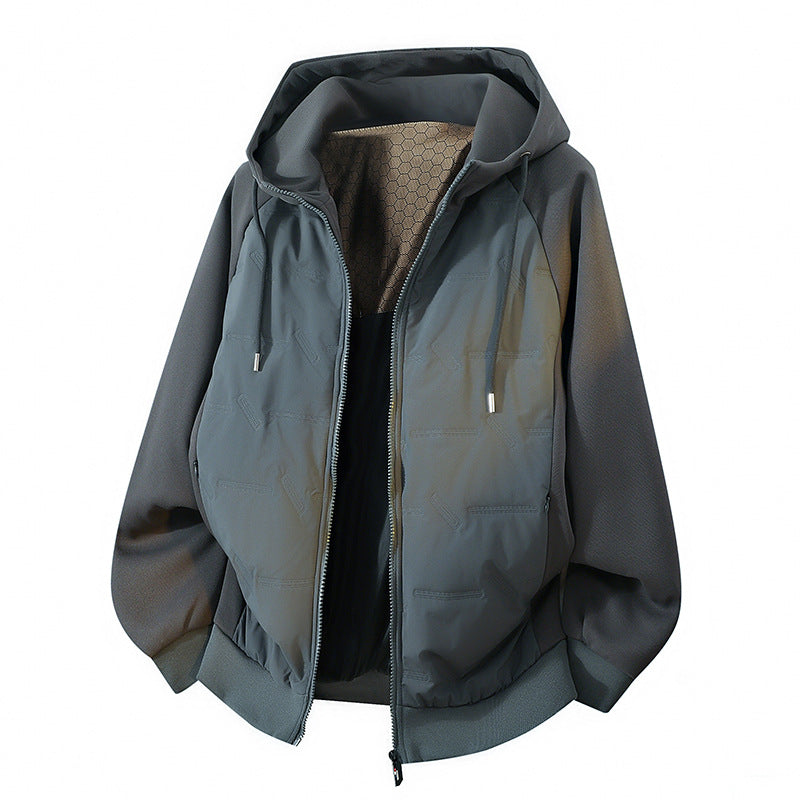Men's lightweight hooded jacket with quilted lining, drawstring hood, and elastic waistband Mune Fashion