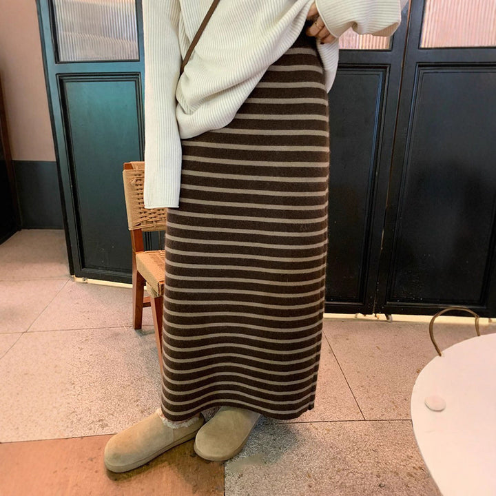 Women's Long Striped Jersey Dress Mune Fashion