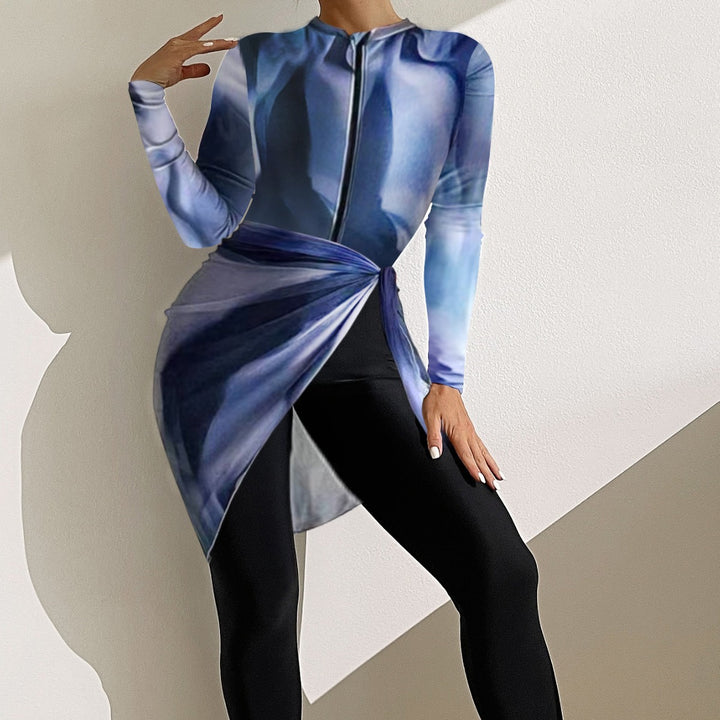 Women's Sporty One-Piece Surf Suit with Wrap Skirt Mune Fashion