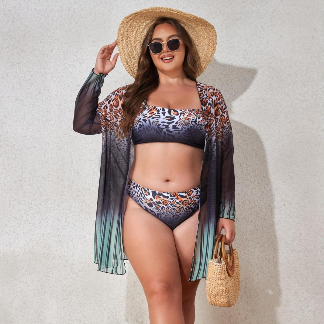 Women's Beach Ensemble with Leopard Pattern Mune Fashion