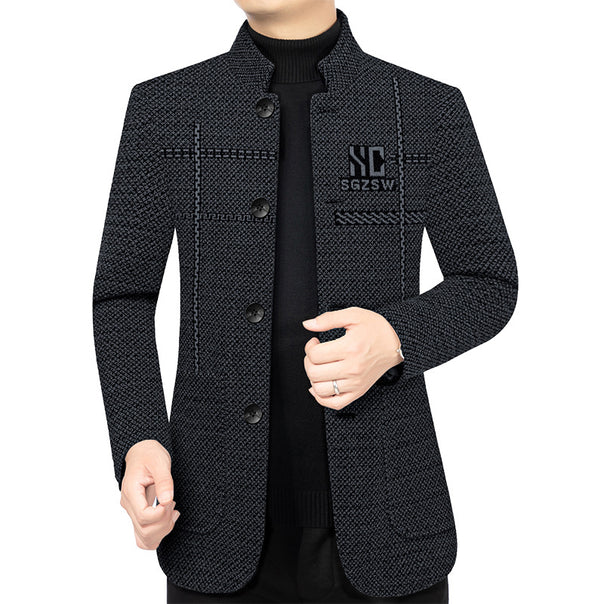 Men's Blazer-Cardigan with warming Teddy lining and Stand-up collar Mune Fashion