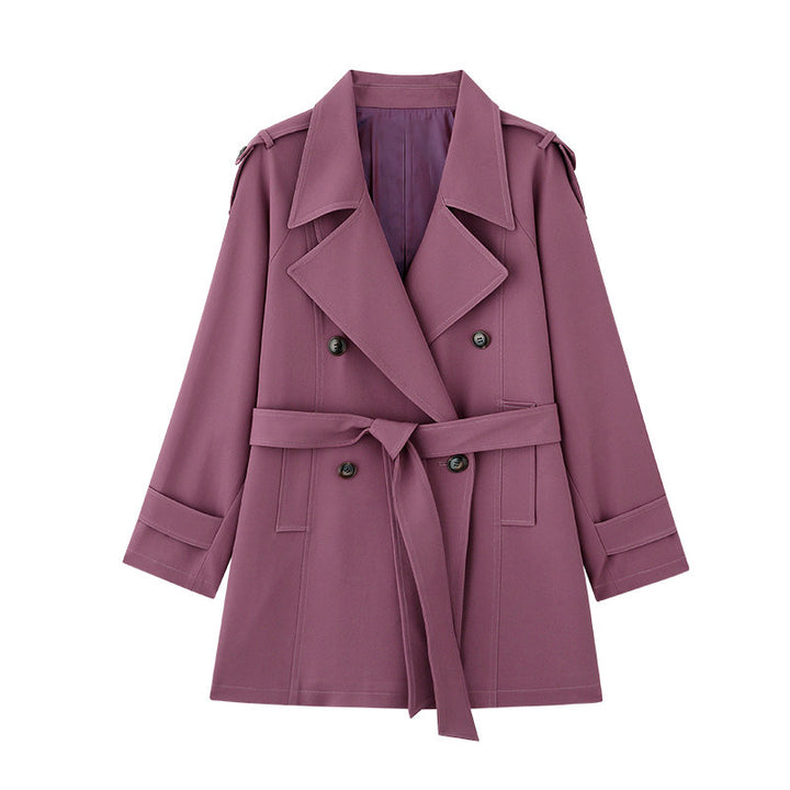 Women Elegant Trench Coat with Waist Belt Mune Fashion