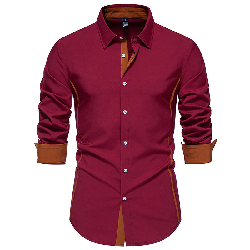 Men's Long-Sleeve Shirt with Contrast Stitching and Modern Cut Mune