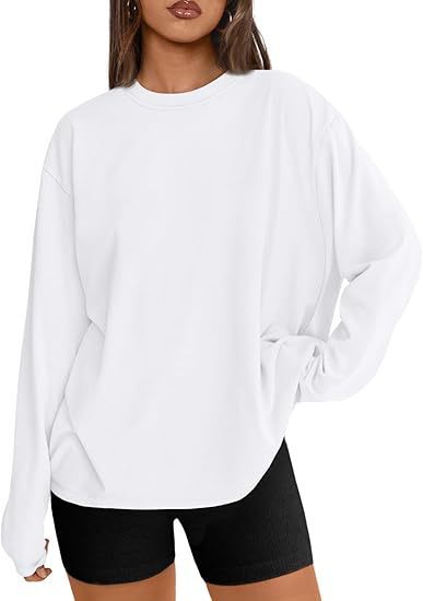 Women's Oversize Sweatshirt with Round Neck and Extended Hem Drune
