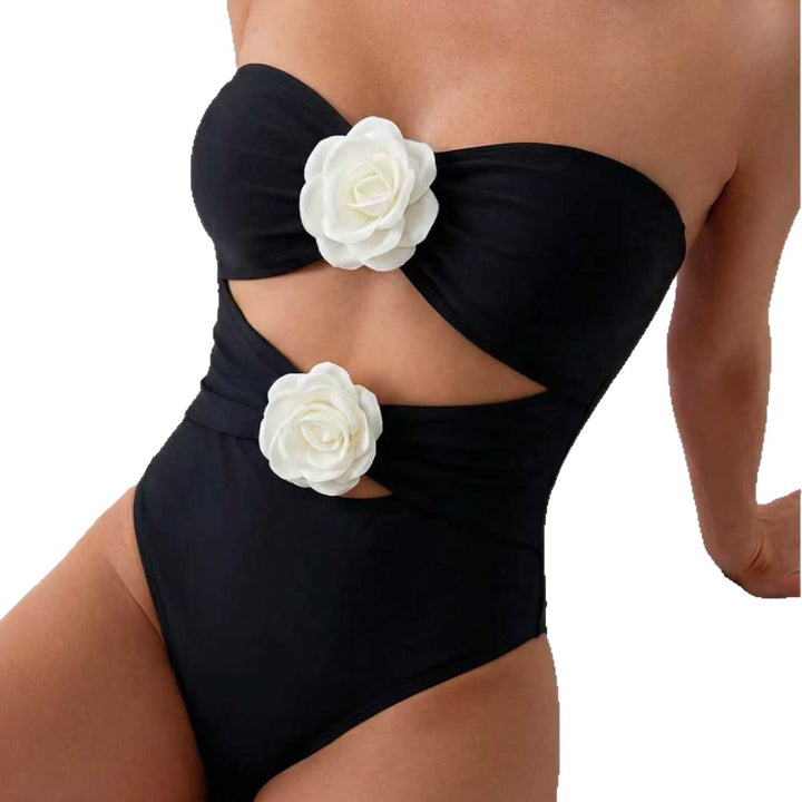 Ladies Elegant Cut-Out Swimsuit with Floral Detail Mune Fashion