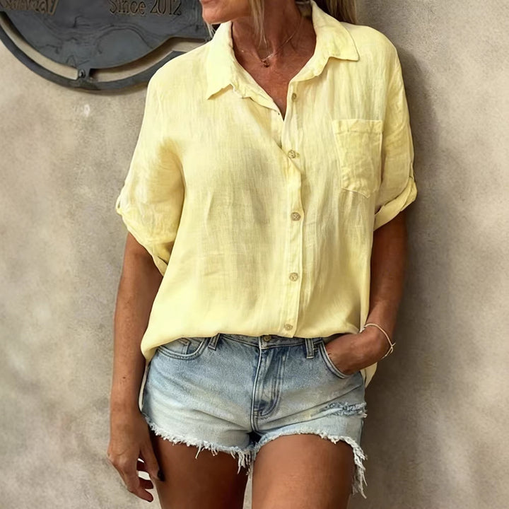 Ladies Summer Short Sleeve Blouse Mune Fashion