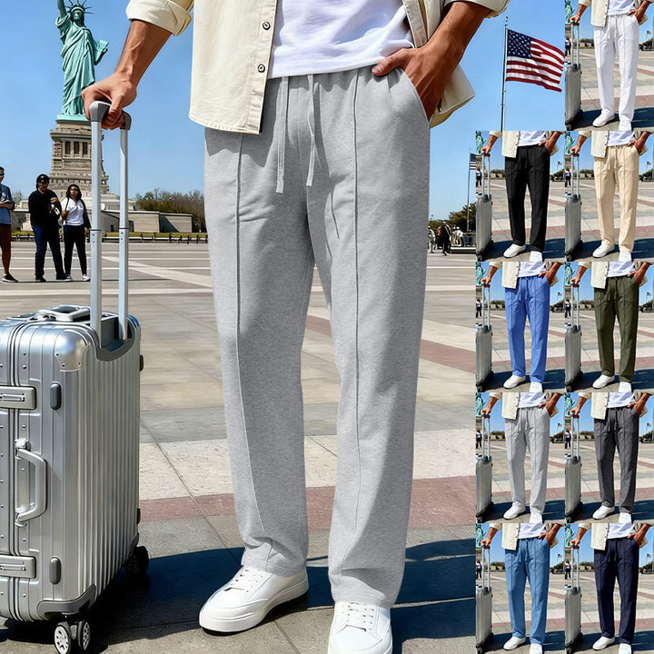 Men's casual-elegant pleated sweatpants with crease, elastic drawstring waistband and side pockets Mune Fashion