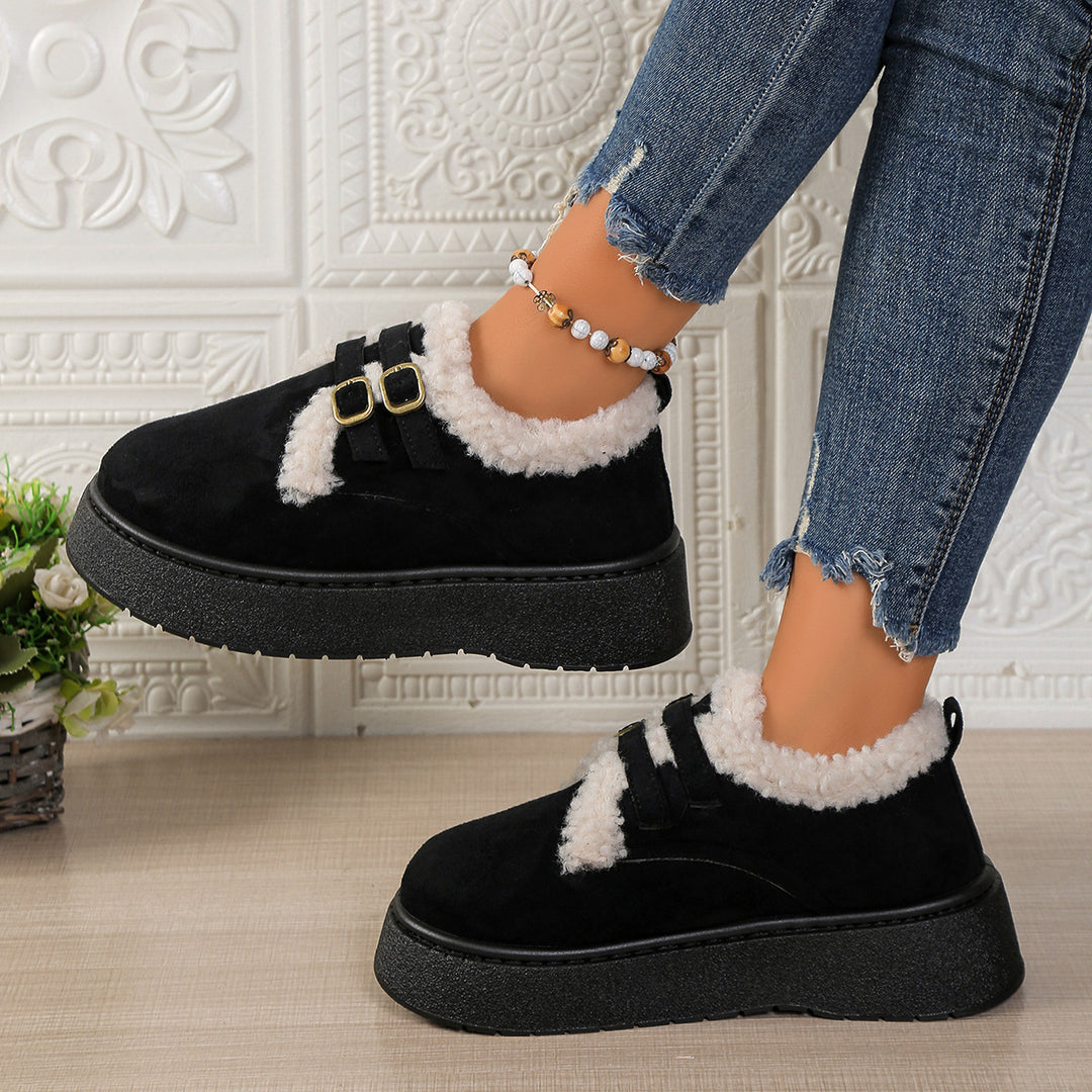 Women's Lined Lace-Up Sneakers with Faux Fur Lining and Platform Sole Mune Fashion