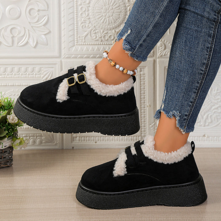 Women's Lined Lace-Up Sneakers with Faux Fur Lining and Platform Sole Mune Fashion
