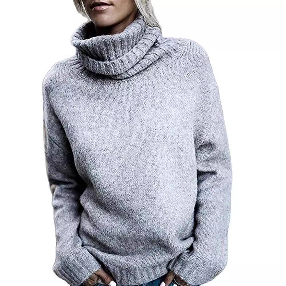 Women Oversized Cozy Turtleneck Sweater made of Fine Knit Mune Fashion
