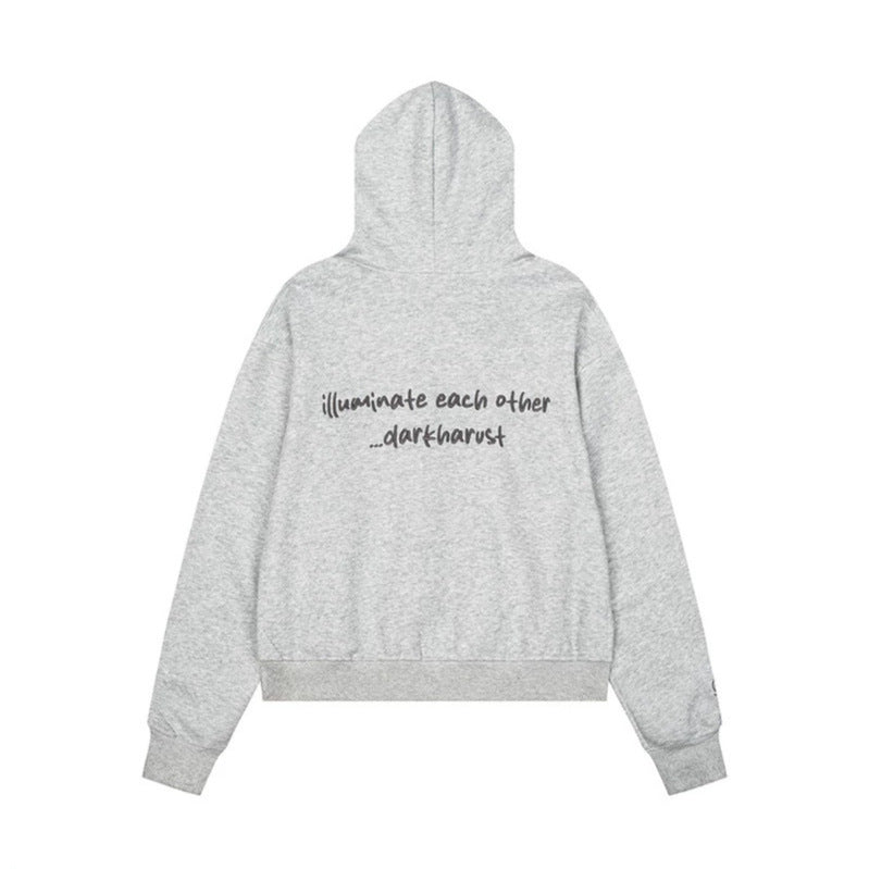Women's hooded sweatshirt jacket with full zip lightweight French terry stick figure print and kangaroo pockets Mune Fashion