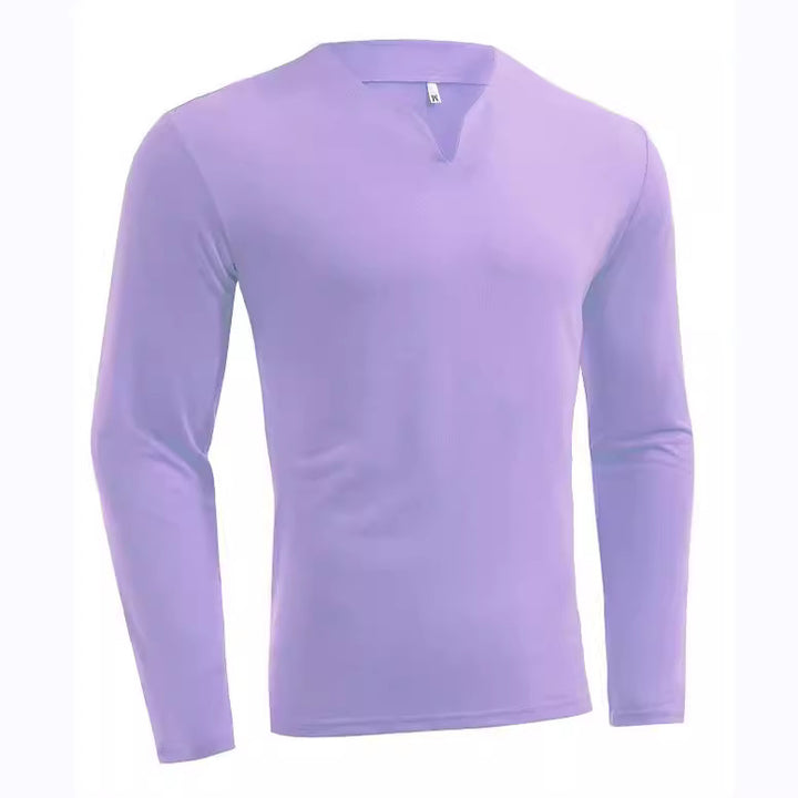 Men's long sleeve shirt with V-neck Slim Fit cotton blend and elastic comfort waistband Mune Fashion