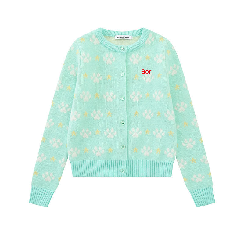 Women's cardigan with allover jacquard, round neck and button placket Mune Fashion