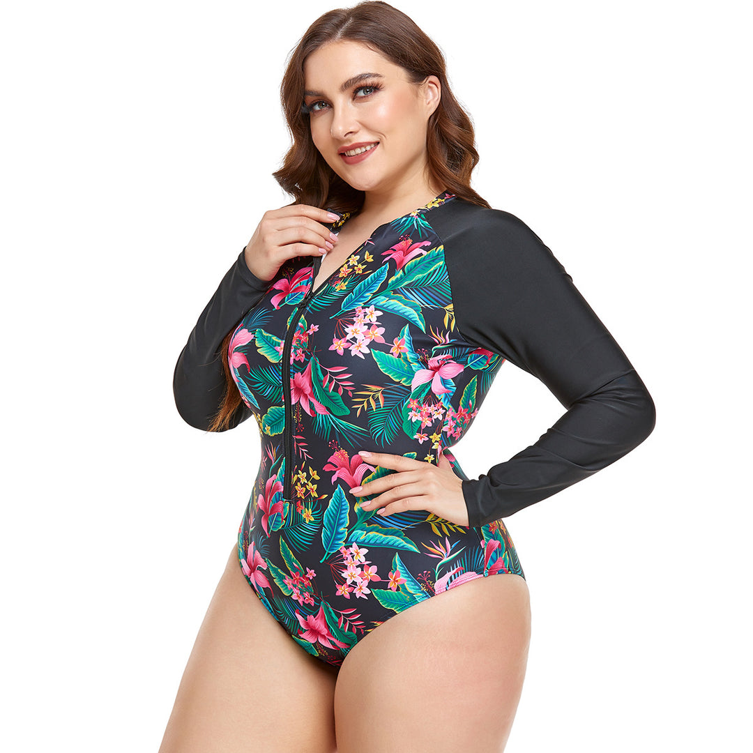 Women's Rashguard Swimsuit with Floral Pattern Mune Fashion