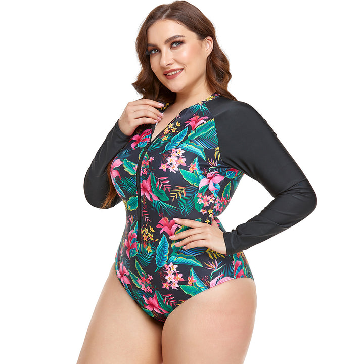 Women's Rashguard Swimsuit with Floral Pattern Mune Fashion