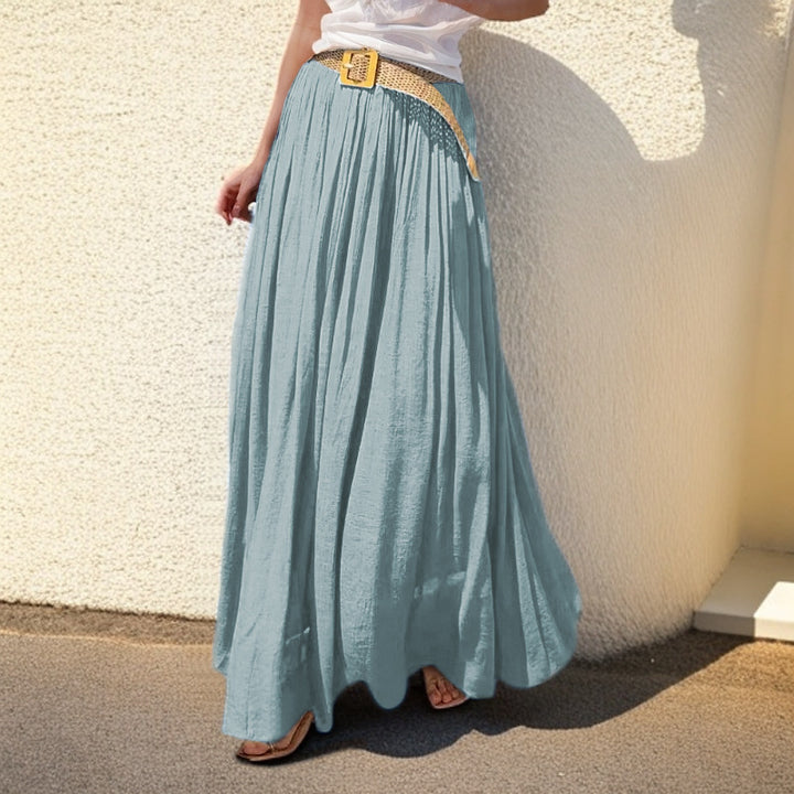 Ladies' airy pleated maxi skirt with elastic waistband and flowing summer fall Mune Fashion