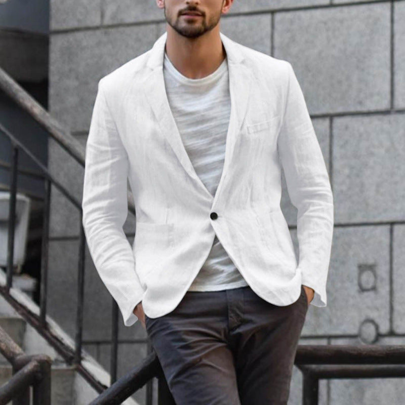 Men's elegant linen blazer with modern cut and pockets Mune Fashion