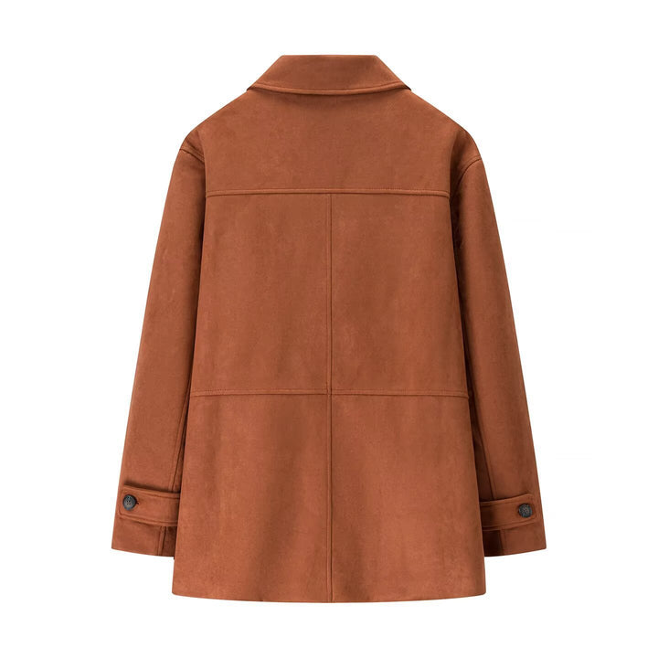 Women Midi Length Velvet Look Coat Mune Fashion