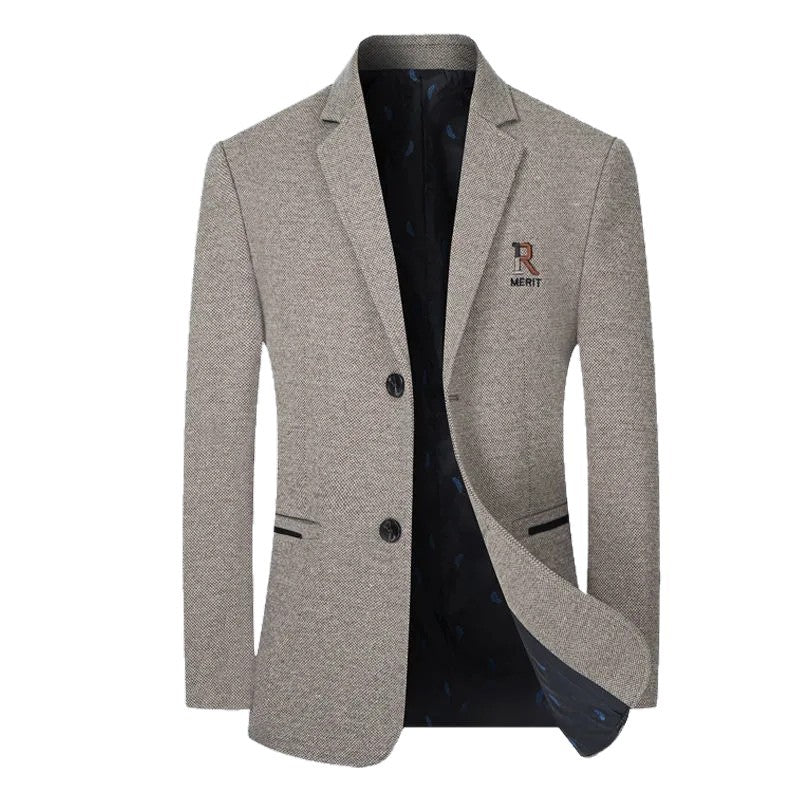 Men's Slim-Fit Blazer with fine Herringbone texture and Two-Button closure Mune Fashion