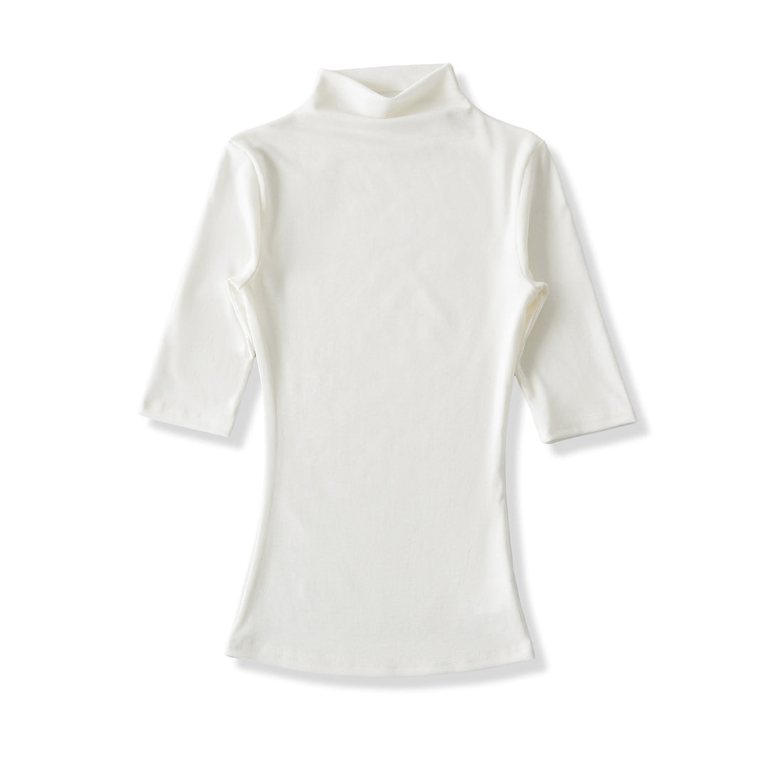 Women's Fitted Stand Collar Shirt with Half-Length Sleeves Mune Fashion