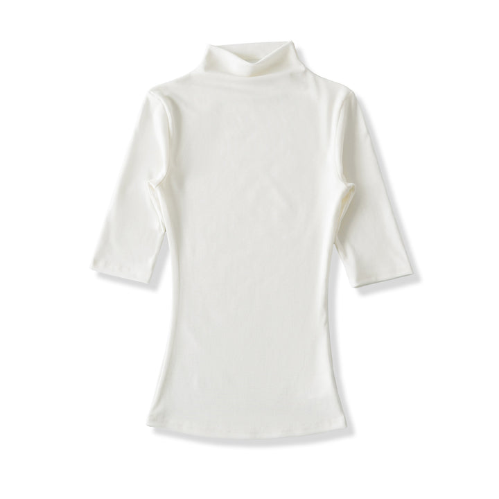 Women's Fitted Stand Collar Shirt with Half-Length Sleeves Mune Fashion