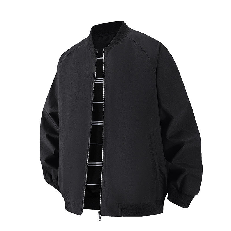 Men's Lightweight Windbreaker Bomber Jacket with Raglan Sleeves, Elastic Cuffs, and Two-Way Zipper Mune Fashion