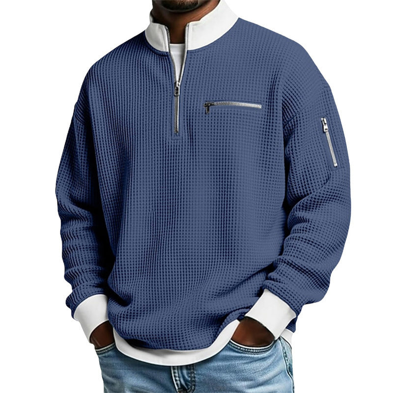 Men's sporty quarter-zip pullover with textured pattern Mune Fashion
