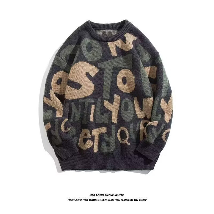 Women's chunky knit sweater with creative prints Mune Fashion