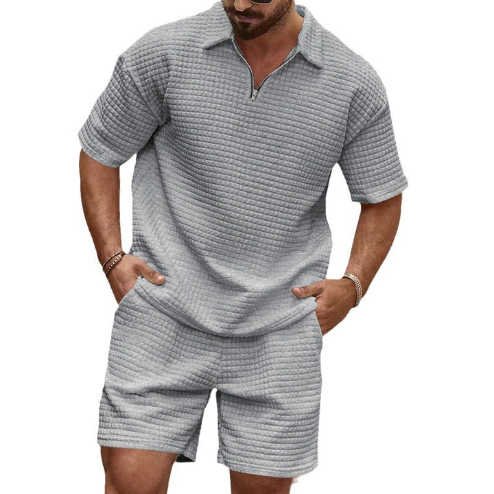 Men's two-piece structured leisure set with zip collar Mune Fashion