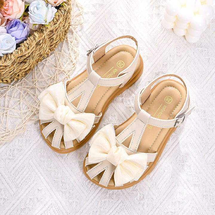 Girls' sandals with comfortable straps and generous bow appliqué Mune Fashion