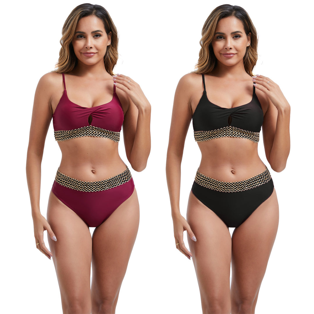 Women's High-Waisted Bikini Set with Fashionable Accent Details Mune Fashion