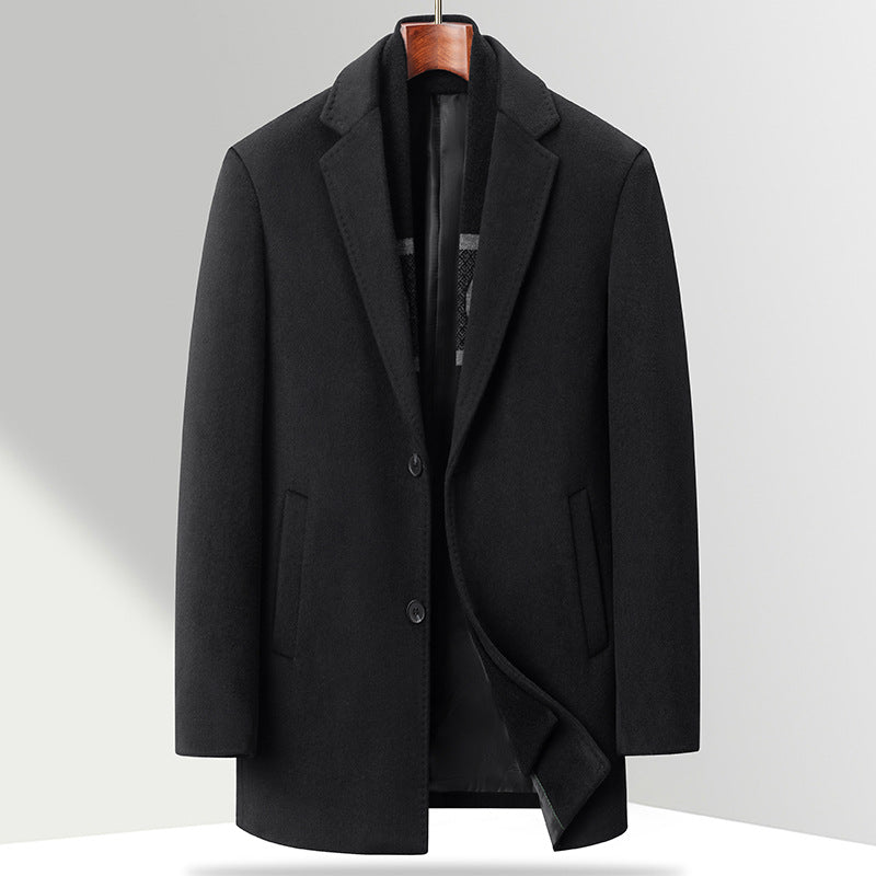 Men's Business Short Coat made of Premium Wool Blend with Notched Lapel and Side Piped Pockets Mune Fashion
