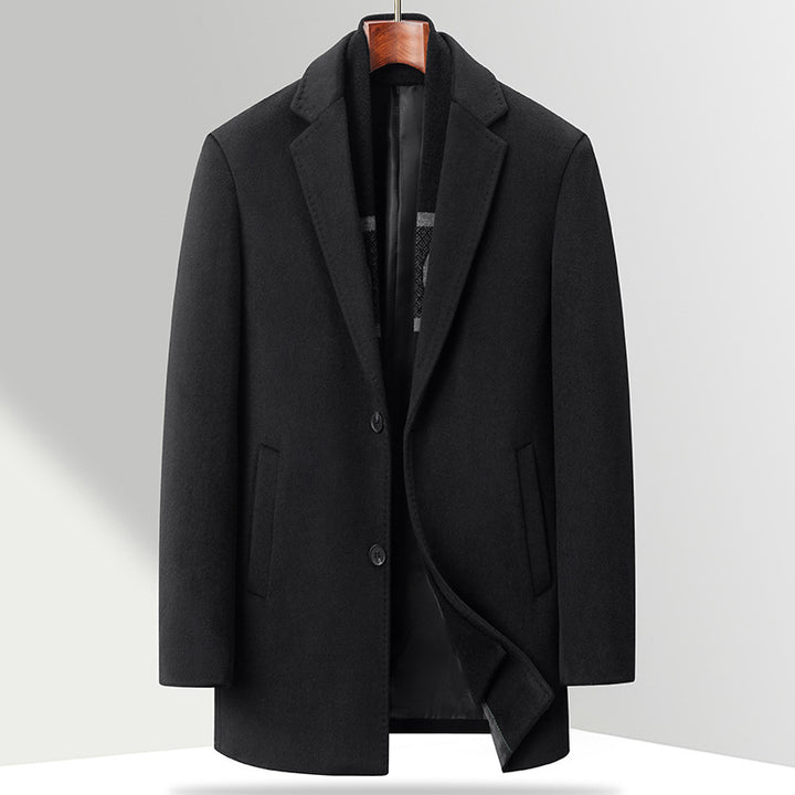 Men's Business Short Coat made of Premium Wool Blend with Notched Lapel and Side Piped Pockets Mune Fashion