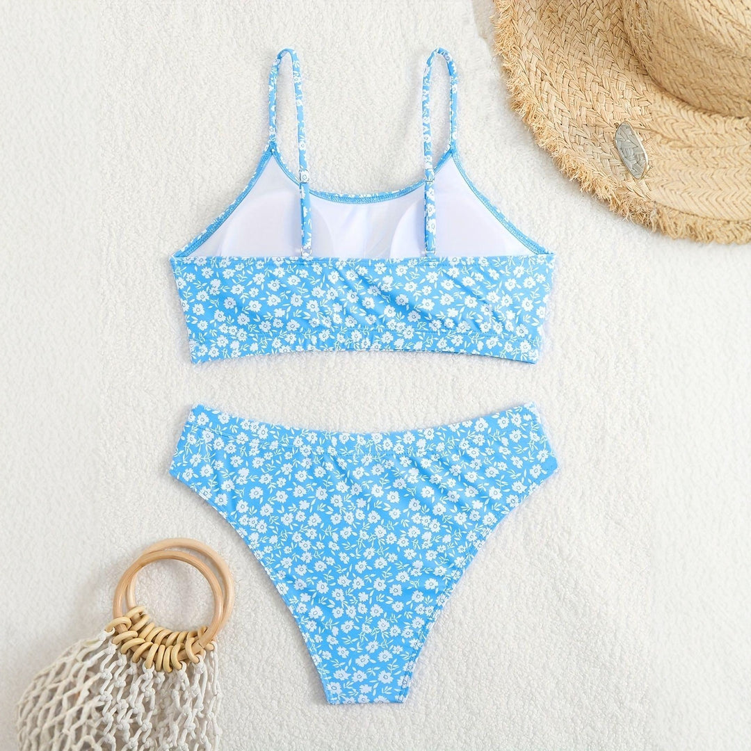Women Floral High-Waist Bikini Mune Fashion