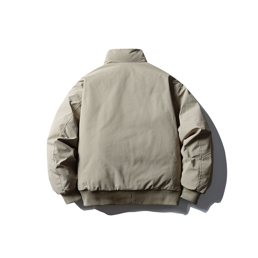 Men's Short Boxy Thermal Bomber Jacket with Geometric Quilting and High Stand-Up Collar Mune Fashion