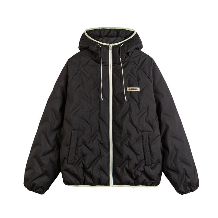 Unisex Padded Hoodie in Boxy Cut with Contrast Edges and Elastic Hem Mune Fashion